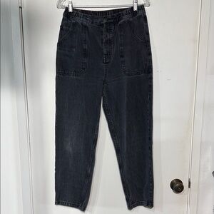 RVCA Gray Denim Pants with Red Stitching Elastic Waist Size Medium